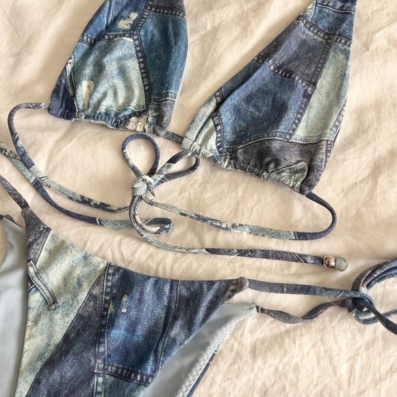 Lovers & friends denim patchwork bikini set - Picture 4 of 4